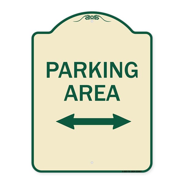 Parking Area W/ Bidirectional Arrow Heavy-Gauge Aluminum Sign, 24" x 18", TG-1824-23467